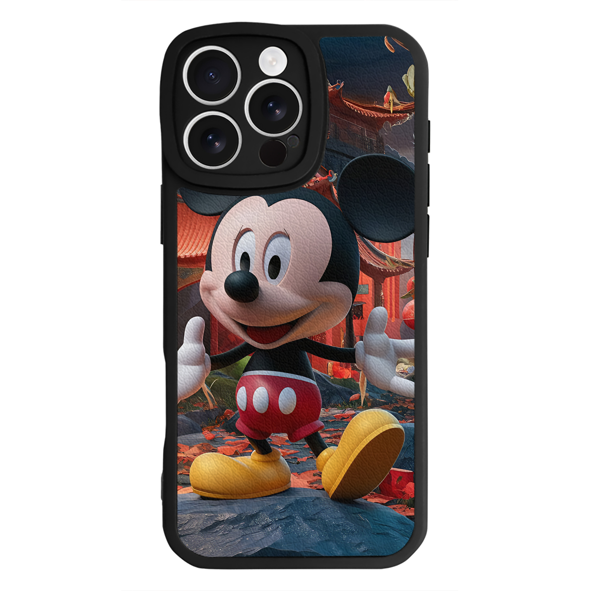 （画像用） ミッキーマウス Mickey Mouse 【iPhone 16シリーズ対応】シリコンスマホケース（レザー調） 材質：シリコン